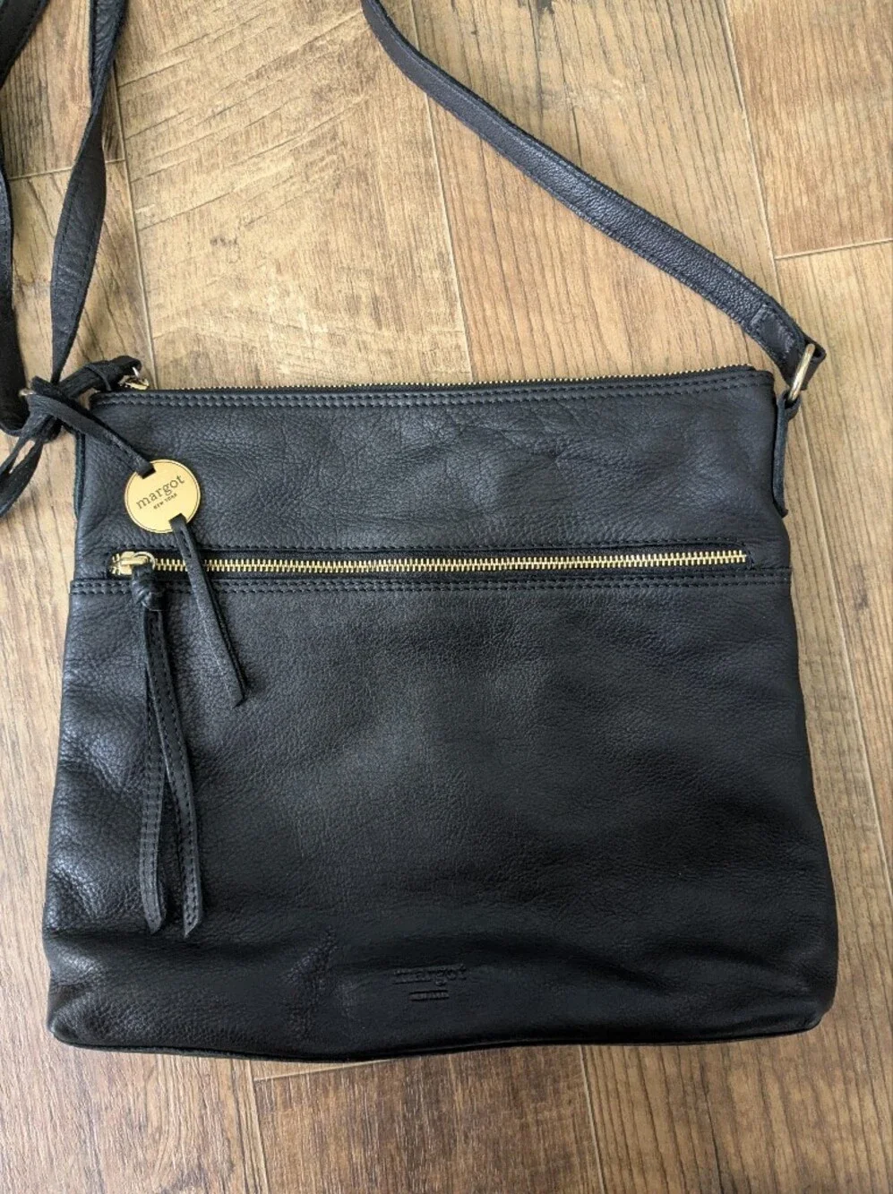 Margot Black Leather Crossbody Bag